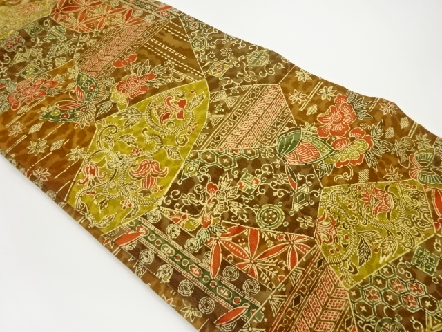 JAPANESE NAGOYA OBI / JODAI TSUMUGI / KATAZOME / GEOMETRIC